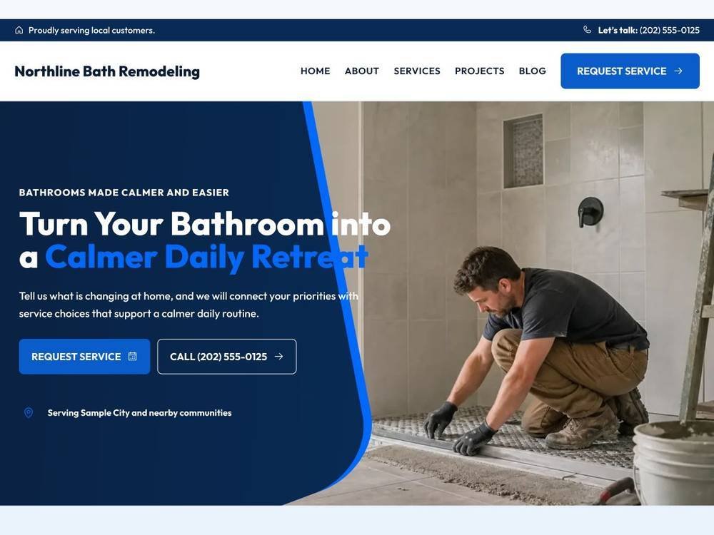 Northline Bath Remodeling homepage design preview
