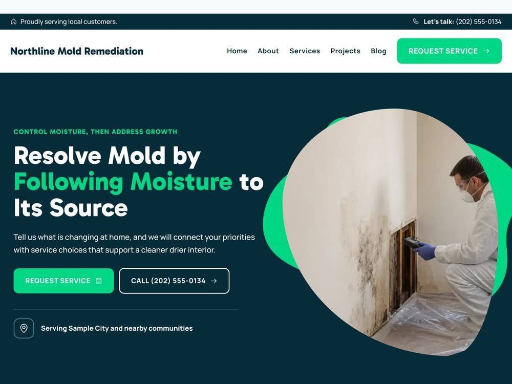 Northline Mold Remediation homepage design preview